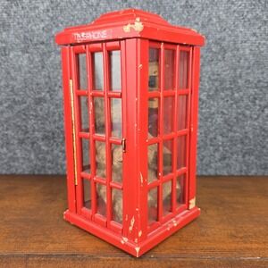 Russ Victorian Memories Mohair Bear in Red Phone Booth Poseable‎ w/ Tag 9" Tall